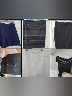 4 Skirts Black and Charcoal Striped Pencil Skirt